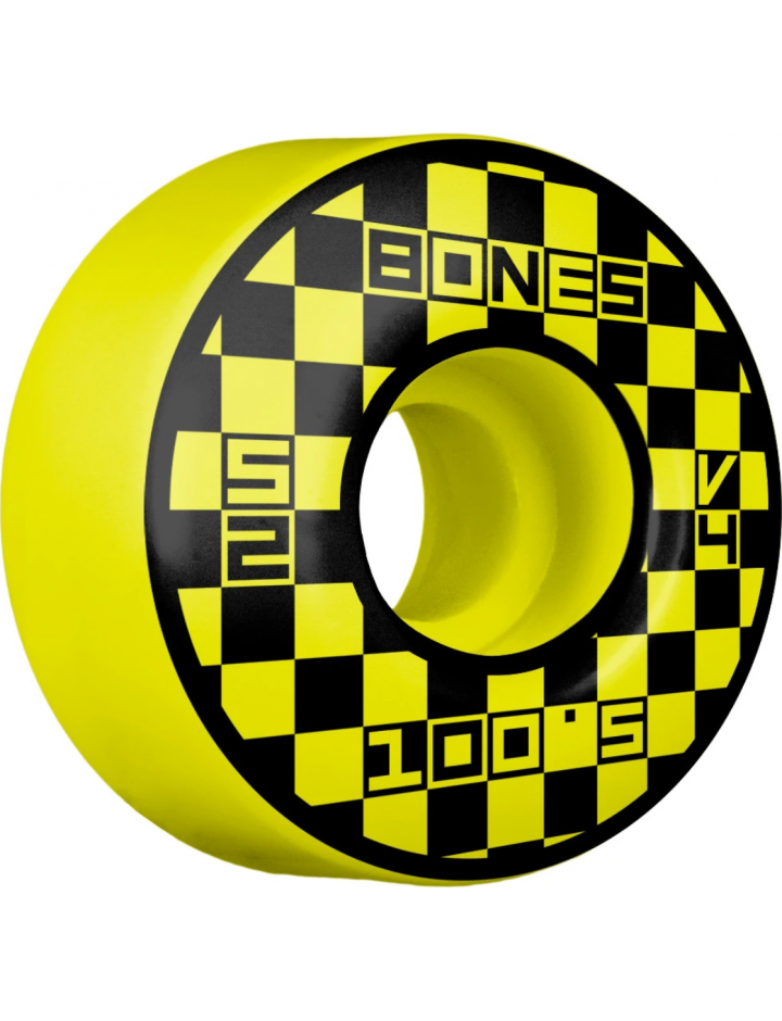 Bones 100s Block Party Yellow 52mm V4 100A Wheels