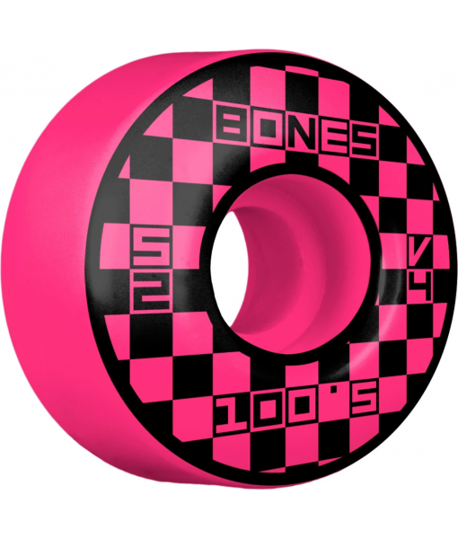 Bones 100s Block Party Pink 52mm V4 100A Wheels