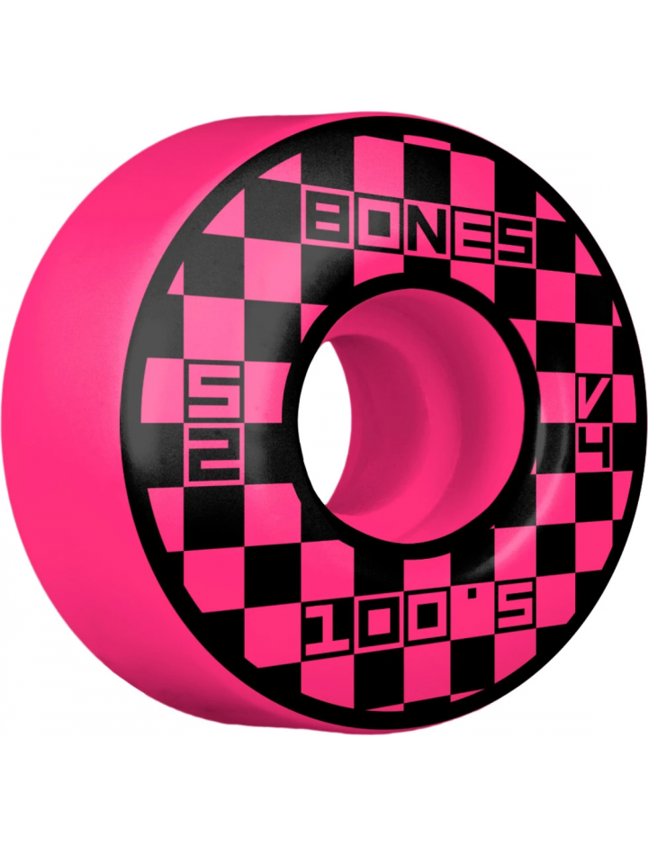 Bones 100s Block Party Pink 52mm V4 100A Wheels