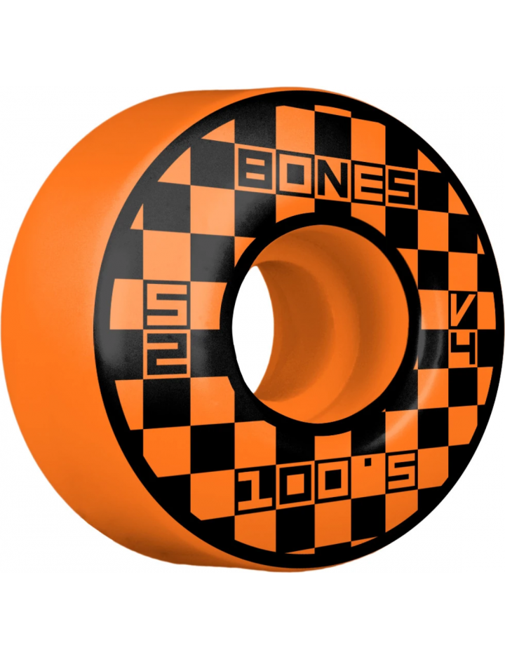 Bones 100s Block Party Orange 53mm V4 100A Wheels