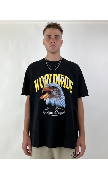 Siyah Worldwide Limited Edition Erkek Kadın Oversize Tişört